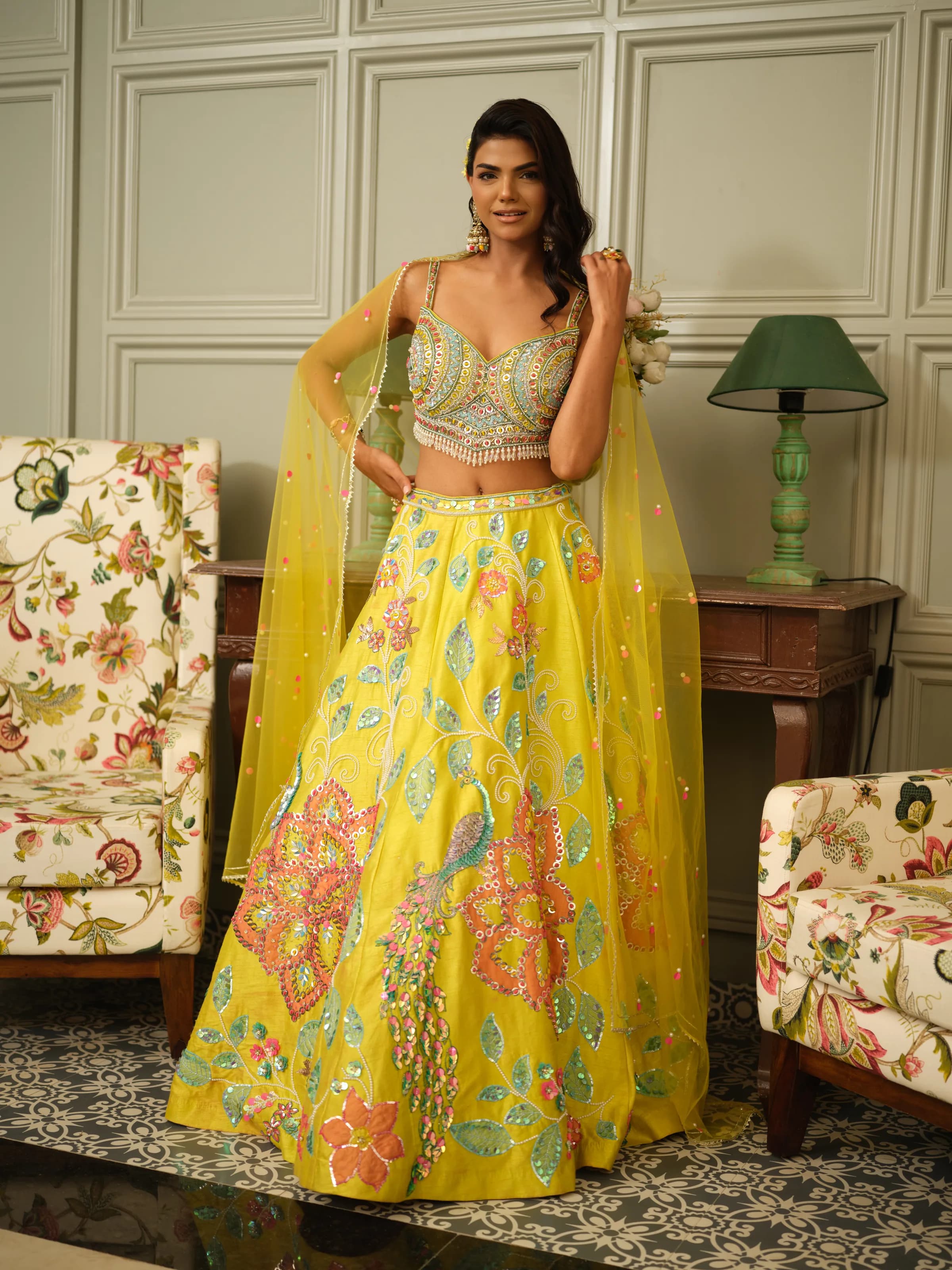 Marigold Mirror Lehenga