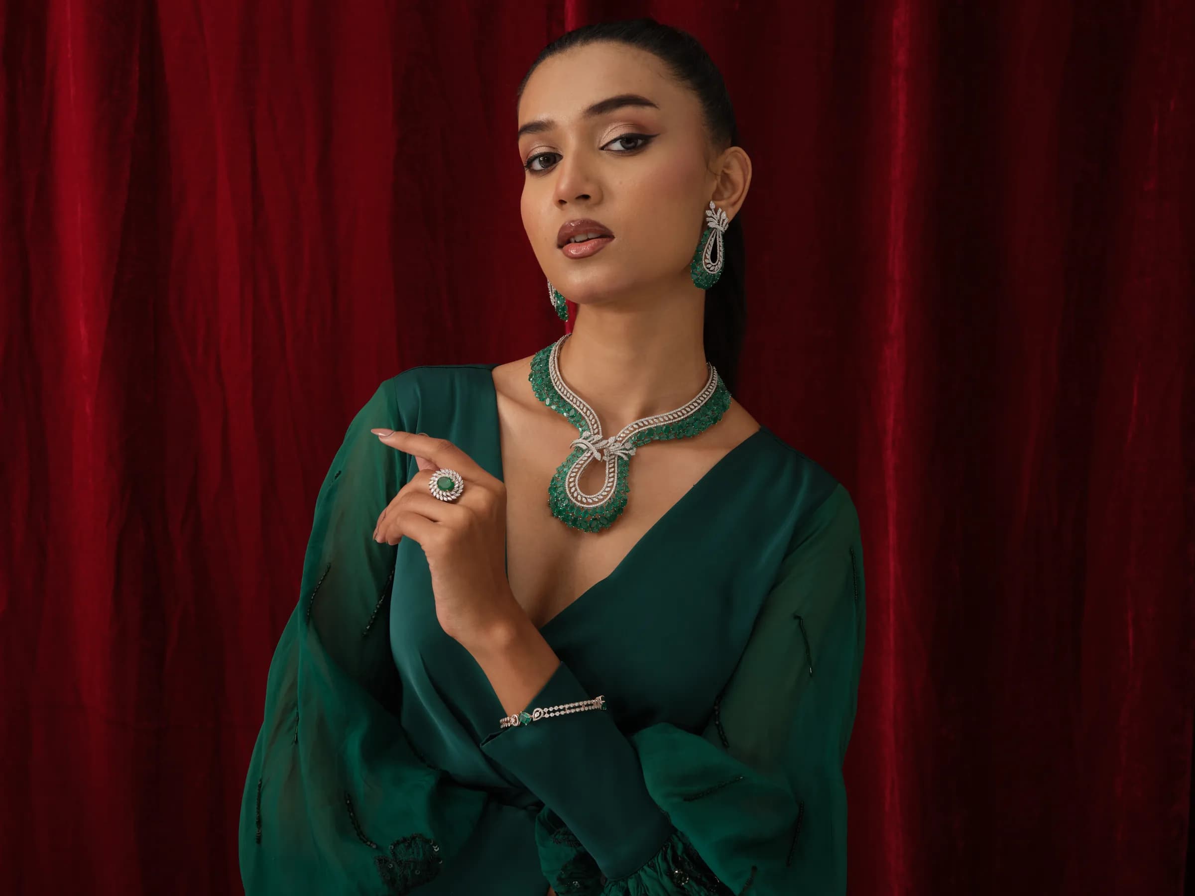 Emerald Drape Gown